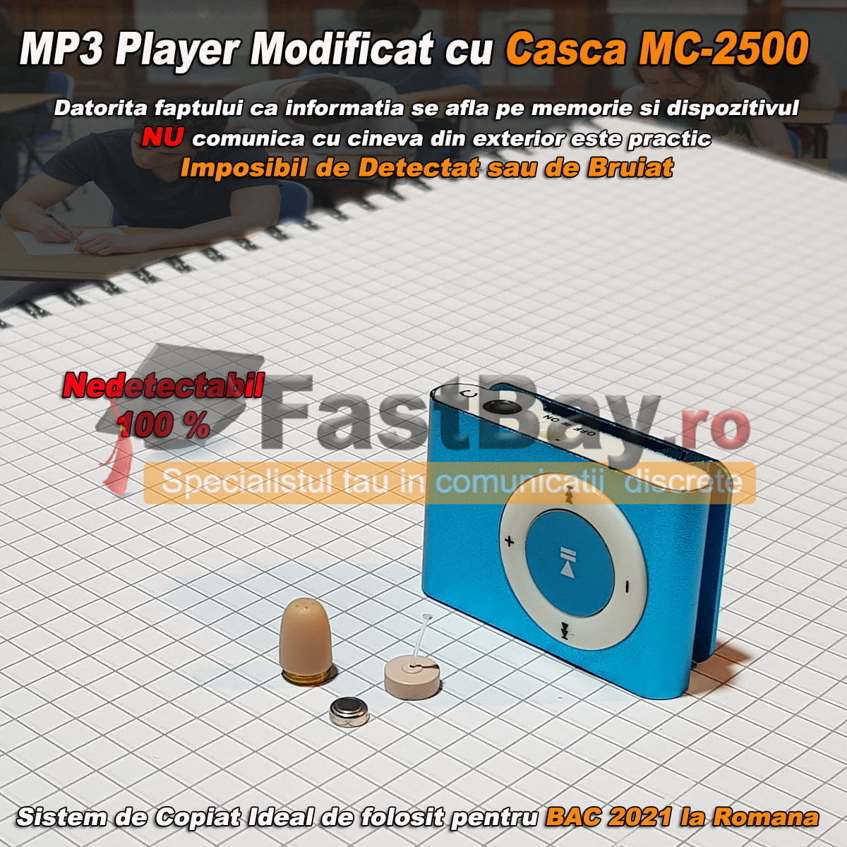 Mp3 Player pentru copiat și microcască de copiat fără fir
